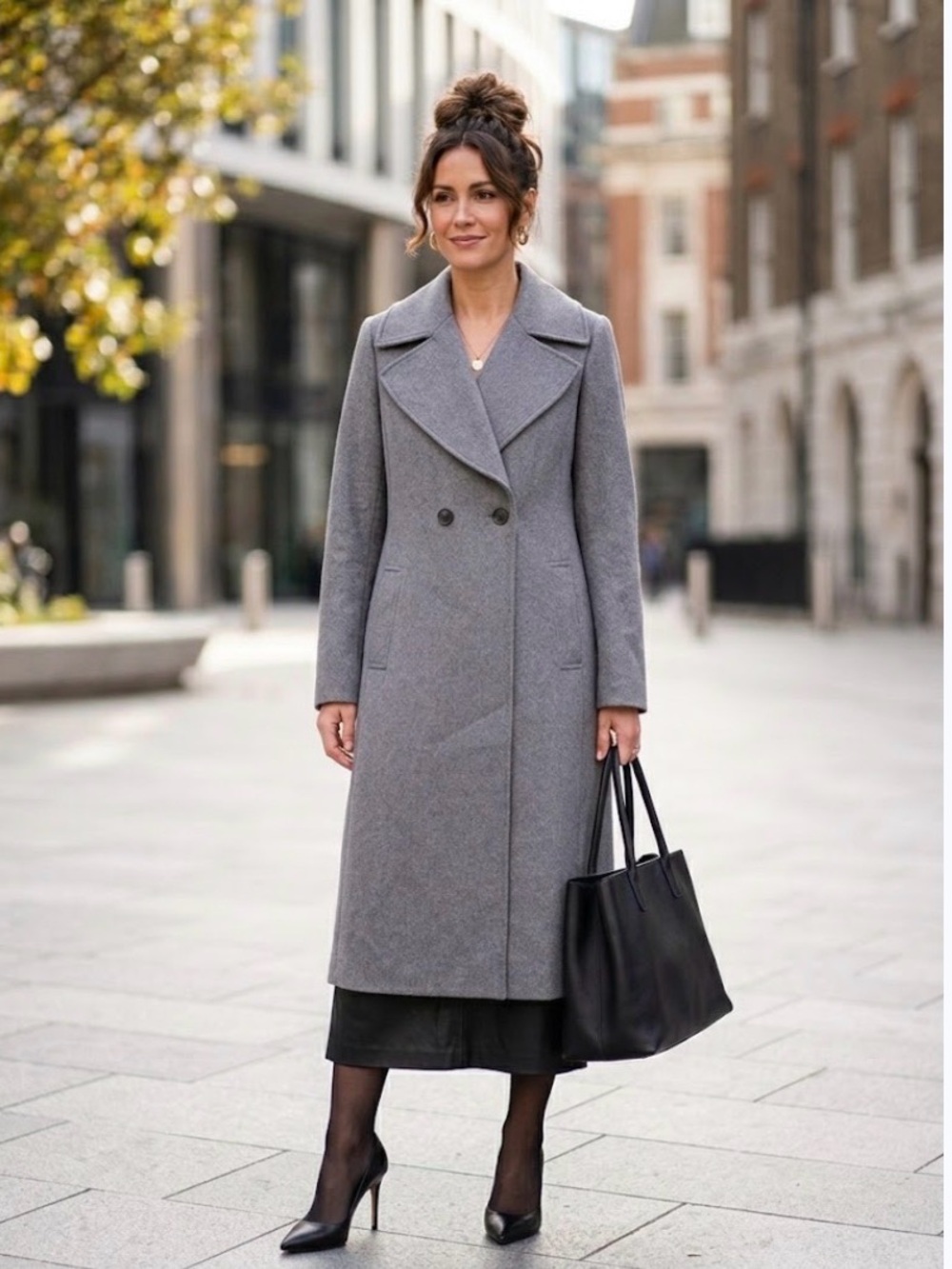 Vintage Pendleton Wool Blend Double Breasted Long Trench Coat - Grey Large